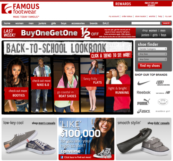 Famous Footwear website