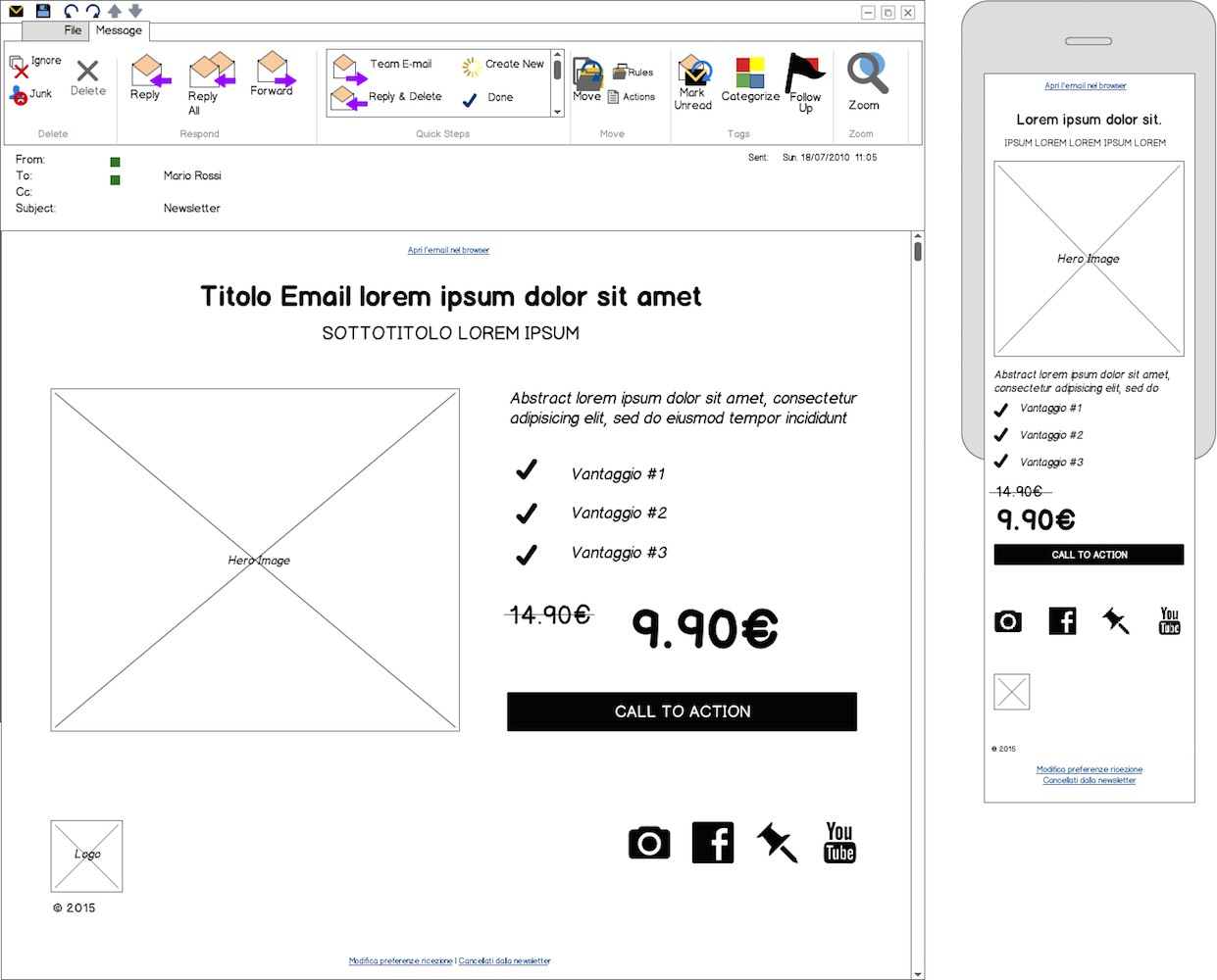wireframe mockup design ux newlsetter